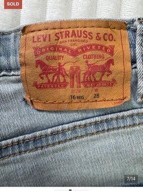 Levi’s Boys Denim Shorts Size 16 Reg Adjustable Waist Light Wash